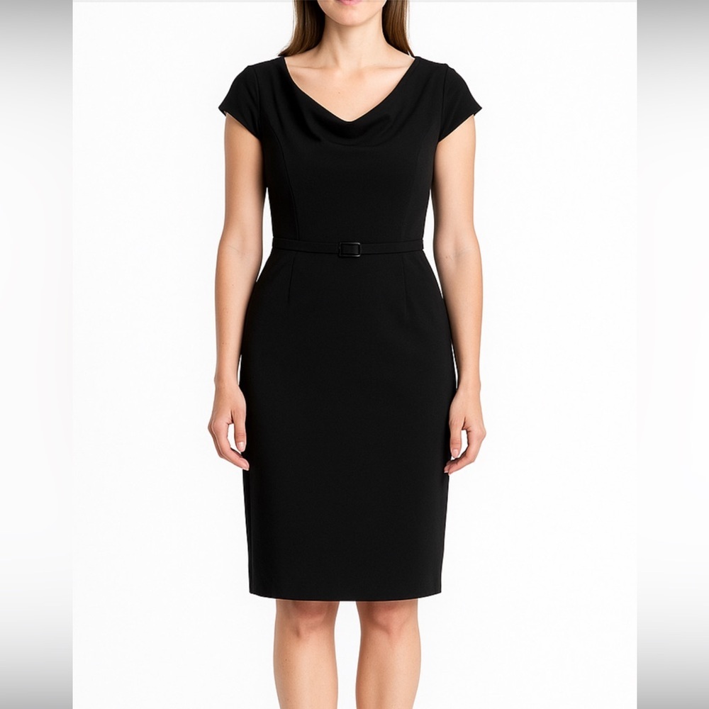 Calvin Klein Cowl Neck Belted Sheath Dress